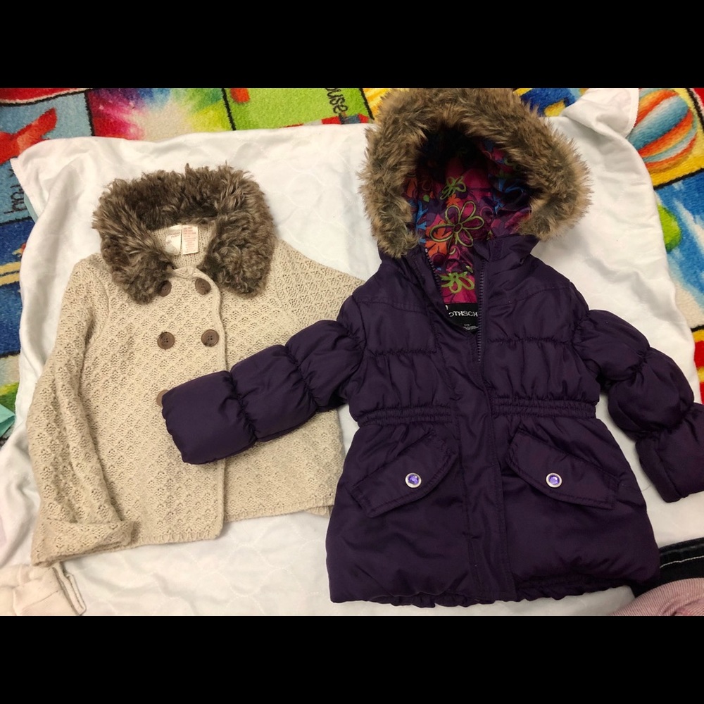 Girl 12M winter purple jacket coat and sweater